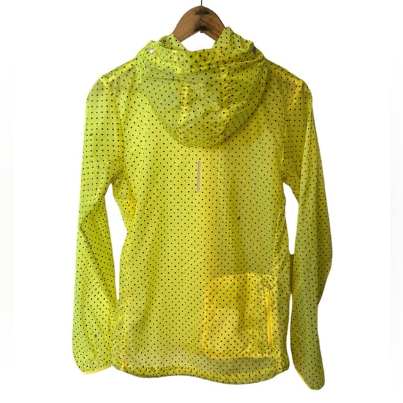 🔥Nike | Women’s lemon yellow translucent zip front running jacket black dots, S - Picture 12 of 14
